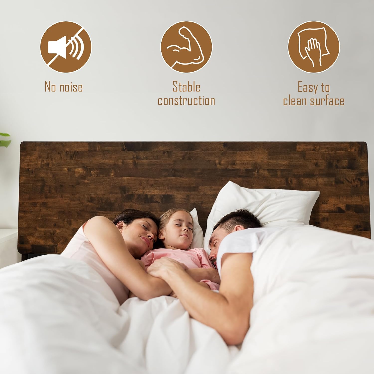 Acacia Serenity Queen Bed Frame with Headboard Natural Wood Bed, Scandinavian Signature High Headboard Compatible with All Mattress Types, 30 Mins Assembly Wood Slats Support Bedroom Furniture, Walnut