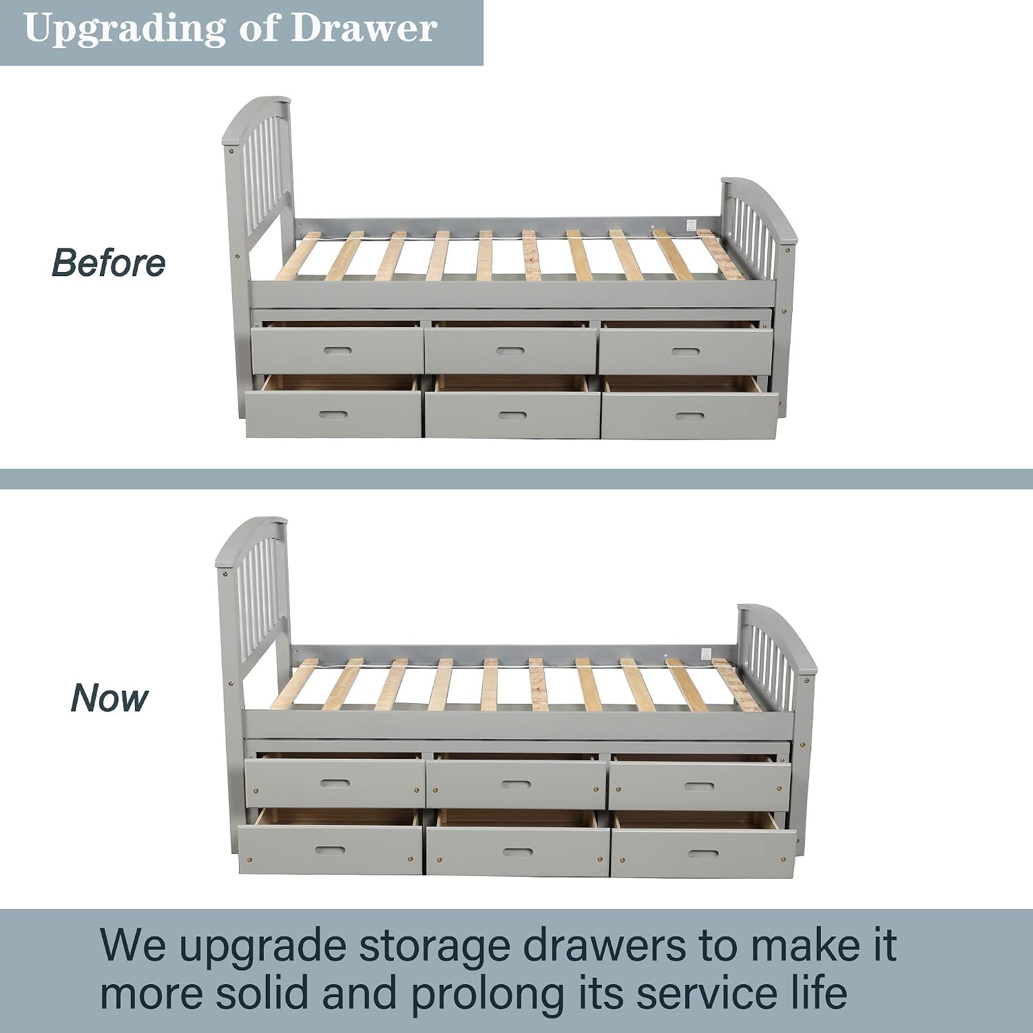 Merax Platform Storage Bed Solid Wood Bed with 6 Drawers Twin Size