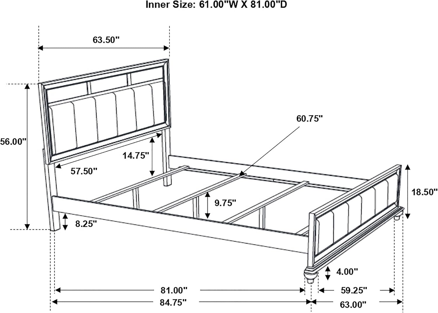 Coaster Home Furnishings Barzini Modern Classic 5-Piece Bedroom Set Leatherette Upholstered Queen Size Panel Bed Frame 56-inch Headboard White 205891Q-S5