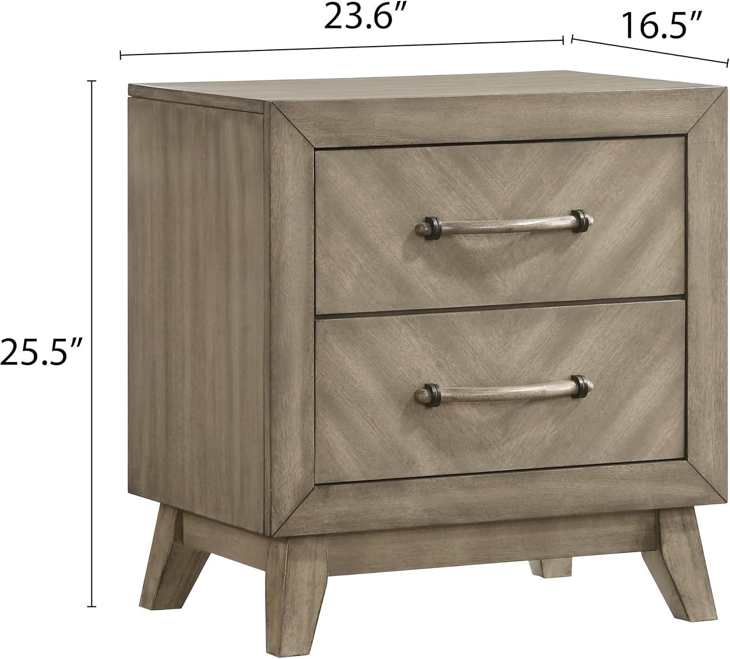Roundhill Furniture Arena 3-Piece Contemporary Wood Bedroom Set: Panel Bed and 2 Nightstands in Weathered Sand, King