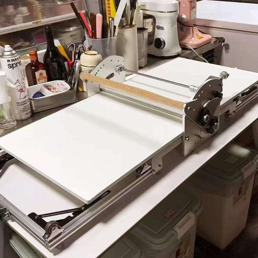 17.7' Electric Dough Roller Machine with Foldable Frame, Automatic Dough Sheeter, for Preparing Pizza Dough, Croissants, Pasta Sheets, Flaky Pastries