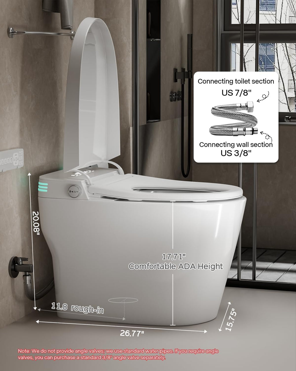 Smart Toilet with Bidet Built In, ADA Comfort Height, One Piece Elongated Toilet with Tank Built in, Pump, Auto Open Close Quiet Flush, Foam Shield, Voice Control Heated Seat,Instant Warm Water