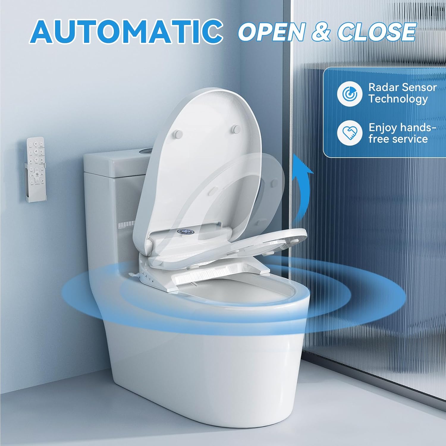TOTTE Smart Bidet Toilet Seat with Auto Open/Close Lid - Elongated Heated Seat, Instant Warm Water & Air Dryer, Remote Control, Stainless Steel Filter, Multiple Wash Modes & ECO Mode