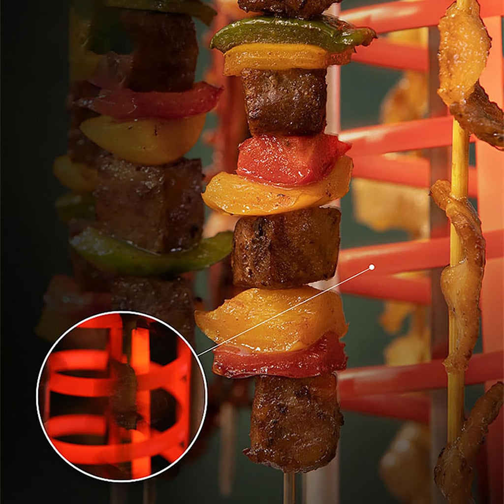 Rotating Electric Grill Smokeless Indoor 12 Skewers Vertical Grills Stainless Steel 360 Rotating Rapid Heating for Skewers Roast - Home Parties