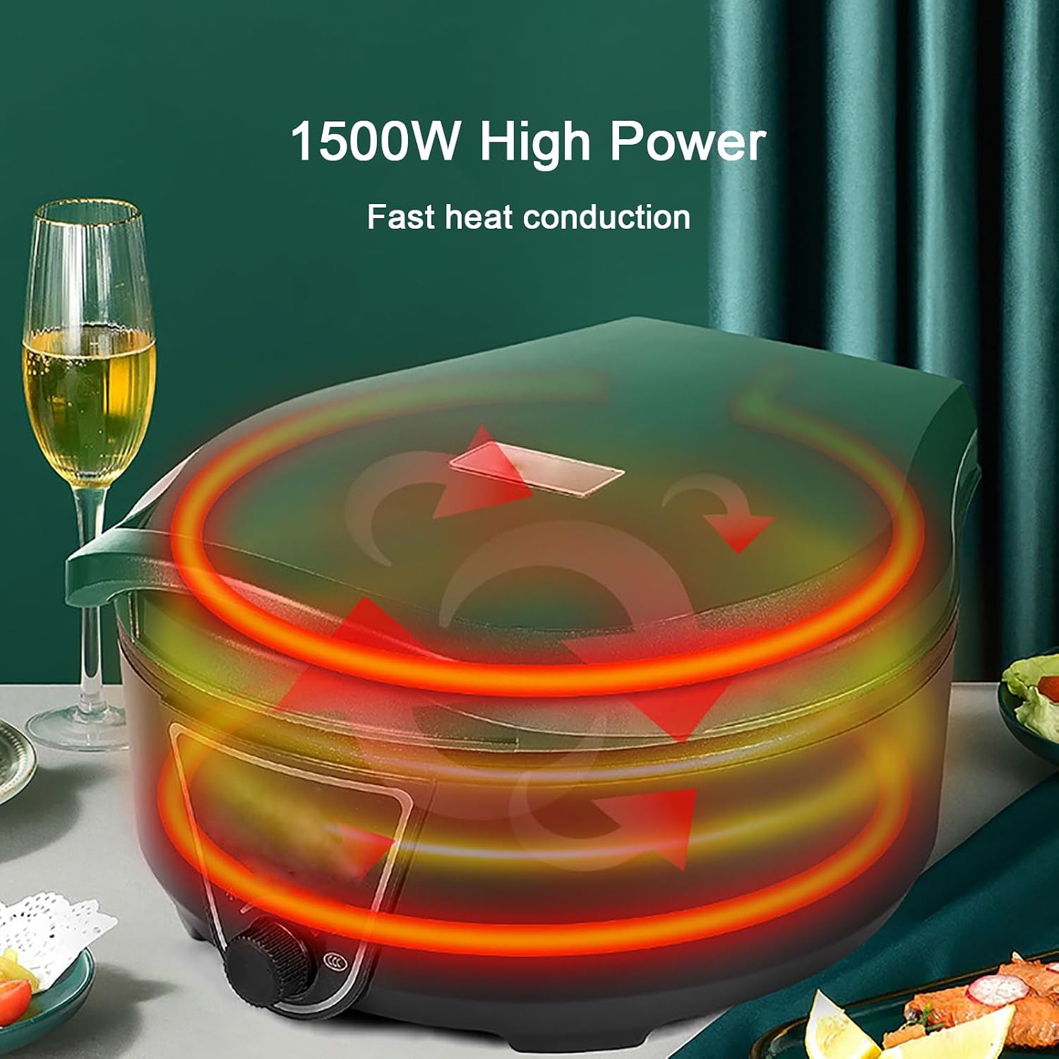 Electric Frying Pan, Electric Griddles, Pizza Maker Machine for Indoor Grill, for Pancakes, Cookies, Burgers(Blue)