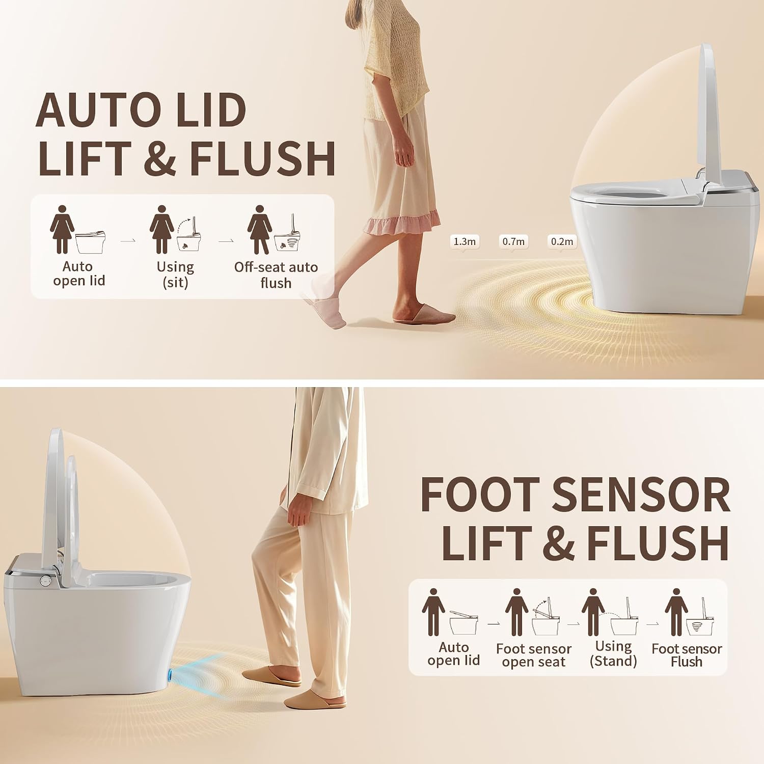 DeerValley Smart Toilet Auto Open & Close One Piece Tankless Toilet with Bidet Built in Auto Flush Warm Water Air Dryer Heated Seat Intelligent Water Filter for Modern Luxury Smart Home - DV-1S0029Pro