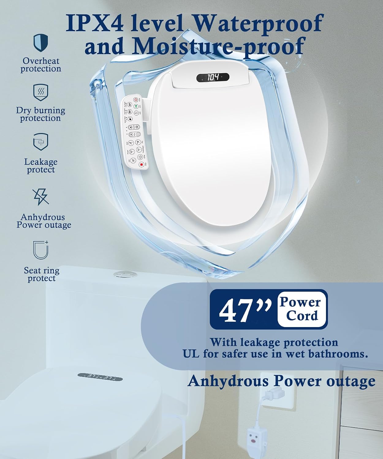 Electric Bidet Toilet Seat Elongated with Heated Seat, Warm Air Dryer, Endless Warm Water, Oscillating and Pulsating Spray Wash, Stainless Steel Self-Clean Nozzle (Bidet Toilet Seat Elongated 2)