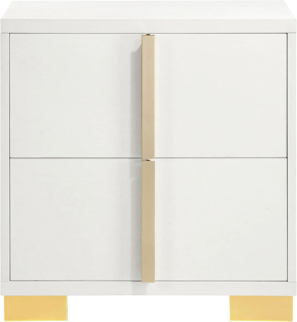 Coaster Home Furnishings Marceline Contemporary 4-Piece Bedroom Set Twin Size LED Panel Bed Frame 51-inch Headboard White 222931T-S4