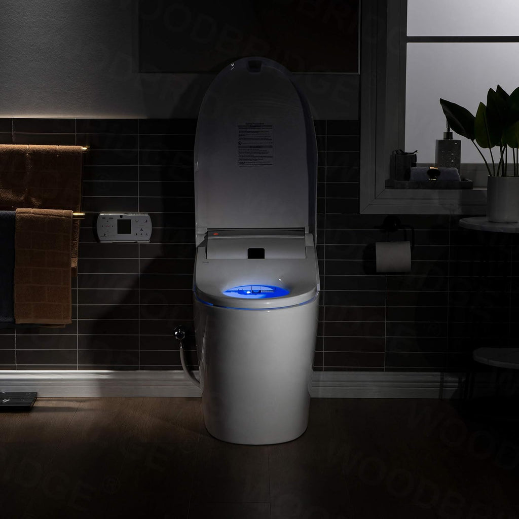 WOODBRIDGE B0960S Auto Flush, Auto Open & Auto Close, 1.28 GPF Single Flush Toilet with Intelligent Smart Seat and Wireless Remote Control, Chair Height