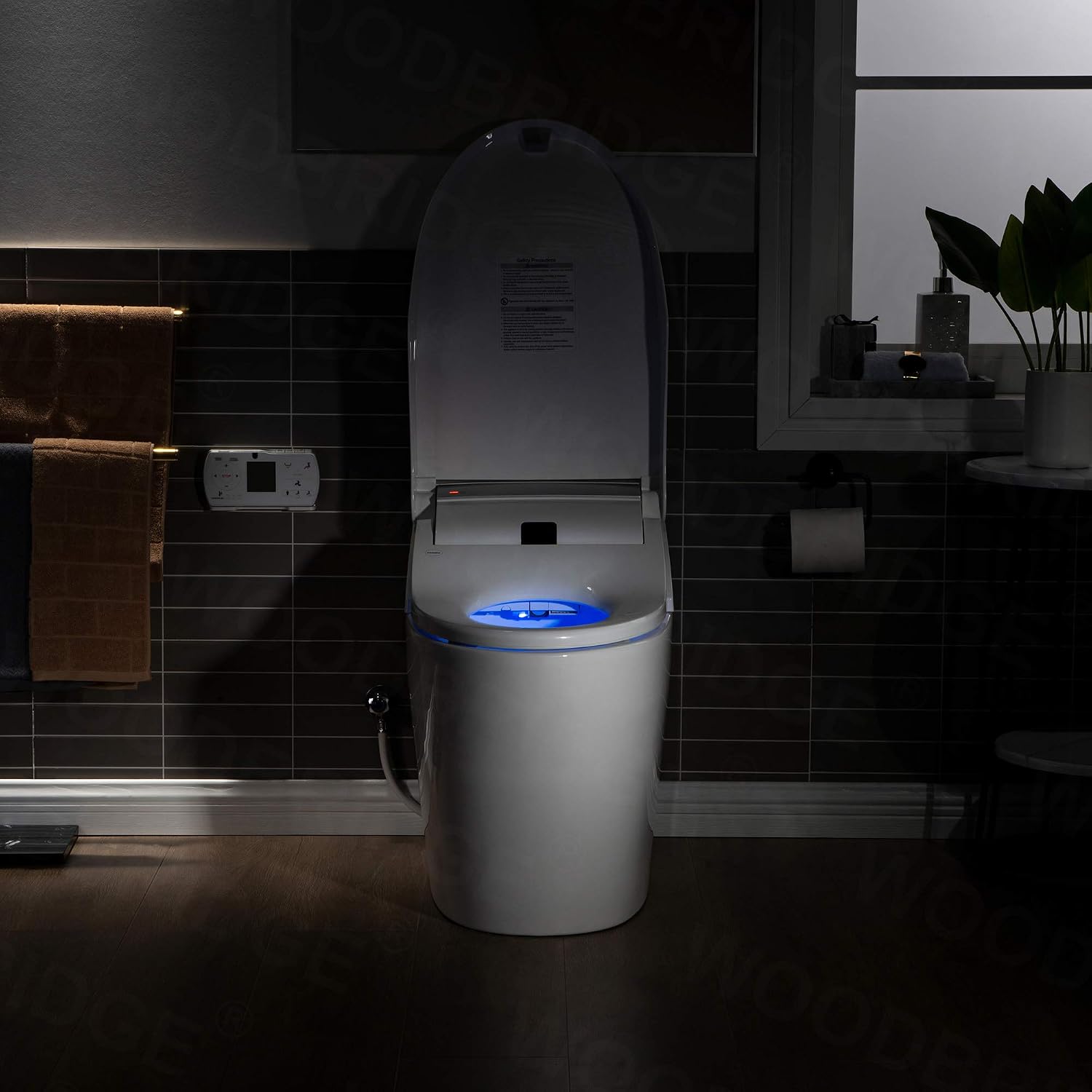 WOODBRIDGE B0960S Auto Flush, Auto Open & Auto Close, 1.28 GPF Single Flush Toilet with Smart Toilet Seat and Wireless Remote Control, Chair Height