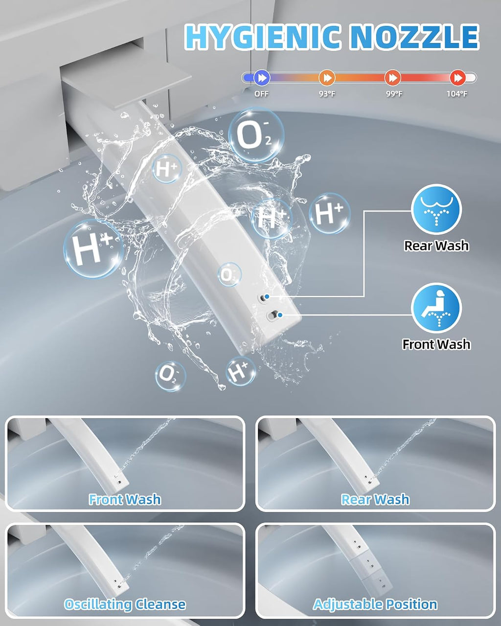 Smart Toilet with Bidet Built In, One Piece Elongated Tankless Japanese Toilet, Auto Open and Close Lid, Adjustable Temperature, Self-Cleaning Nozzle, LED Fahrenheit Display, Foot Kick Button