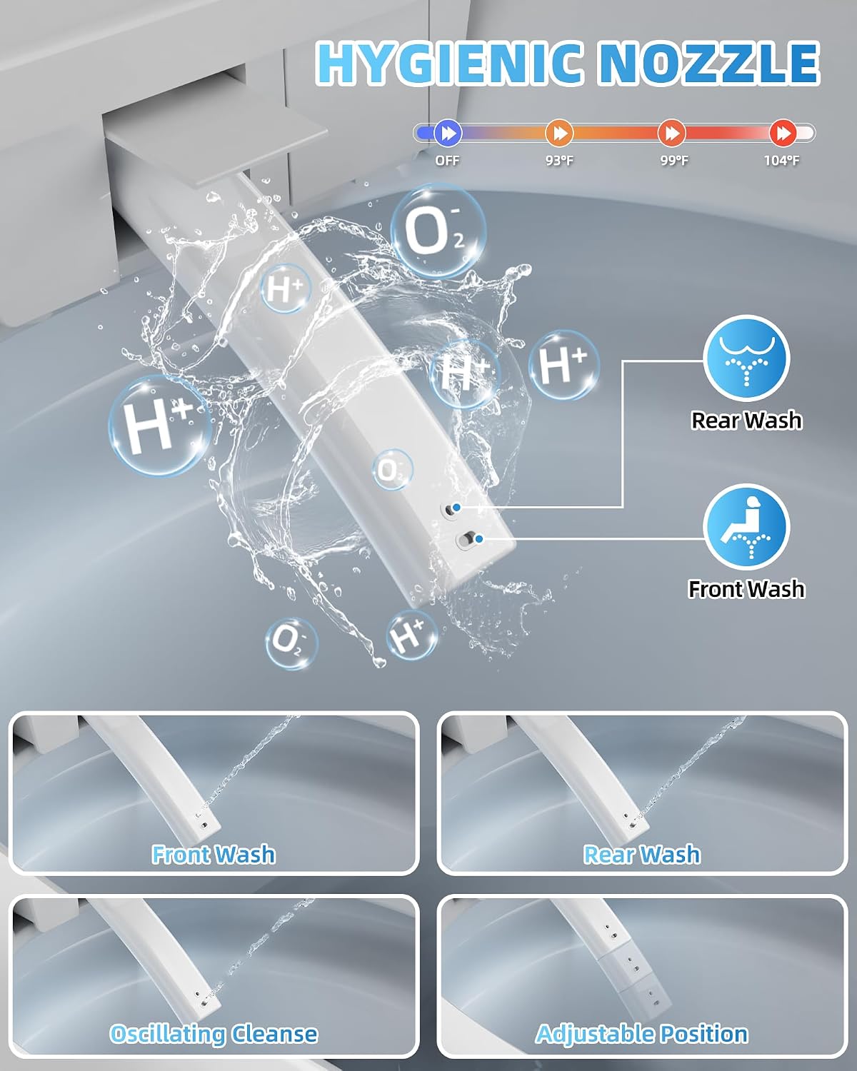 Smart Toilet with Bidet Built In, One Piece Elongated Tankless Japanese Toilet, Auto Open and Close Lid, Adjustable Temperature, Self-Cleaning Nozzle, LED Fahrenheit Display, Foot Kick Button