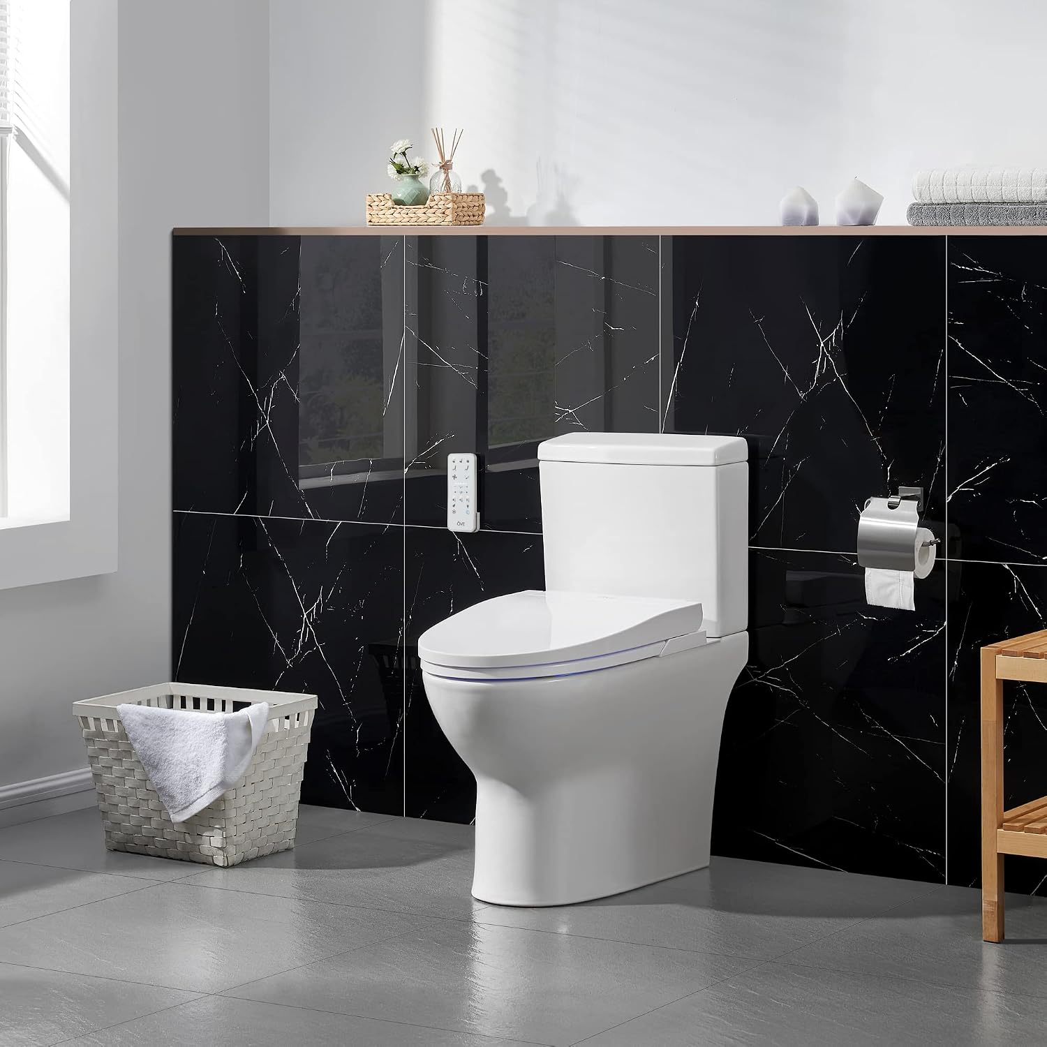 OVE Decors Wilma Smart Toilet with Integrated Bidet Seat, Heated Seat with Auto Flush and Warm Water and Multi Function Remote Control, White