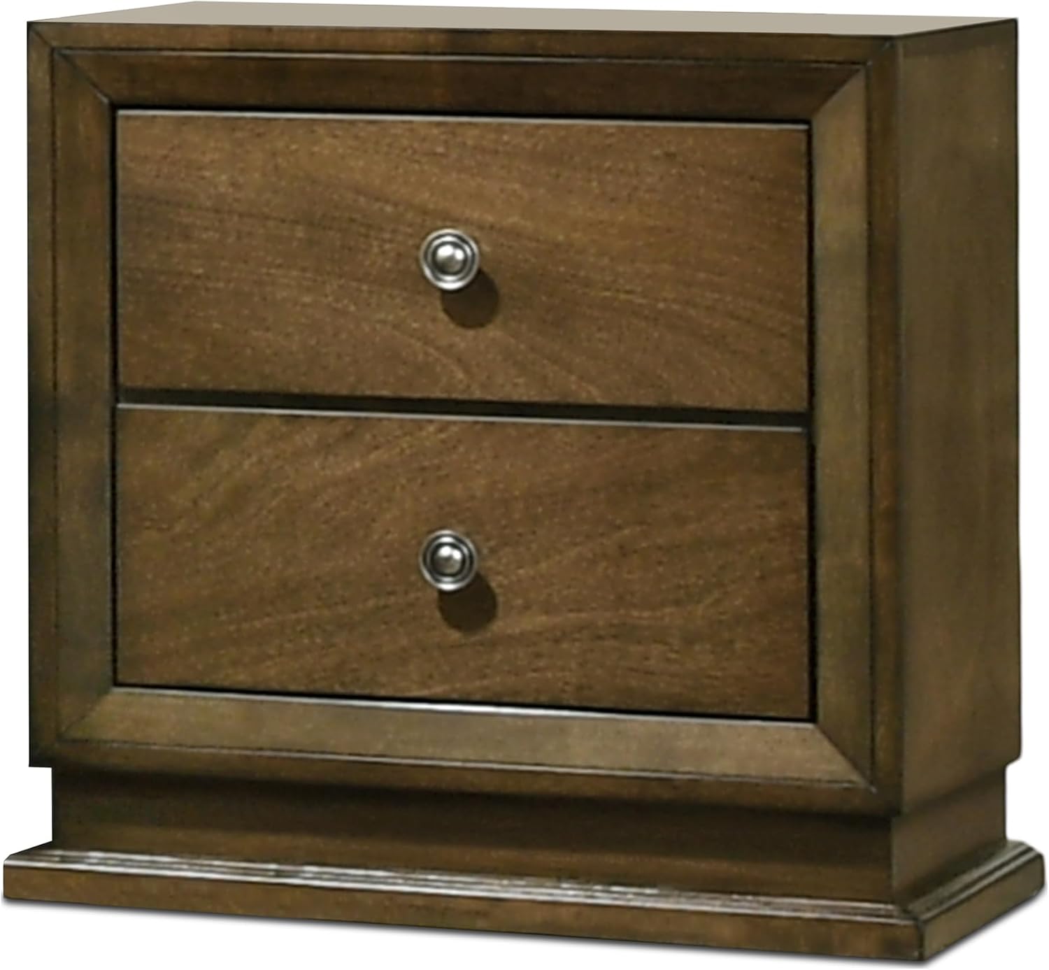 Furniture of America Extan Modern Solid Wood 6-Piece Bedroom Set with Beveled Corner, Metal Center Glide, Zinc Iron Bronze Knobs, Box Spring Needed, Twin, Walnut