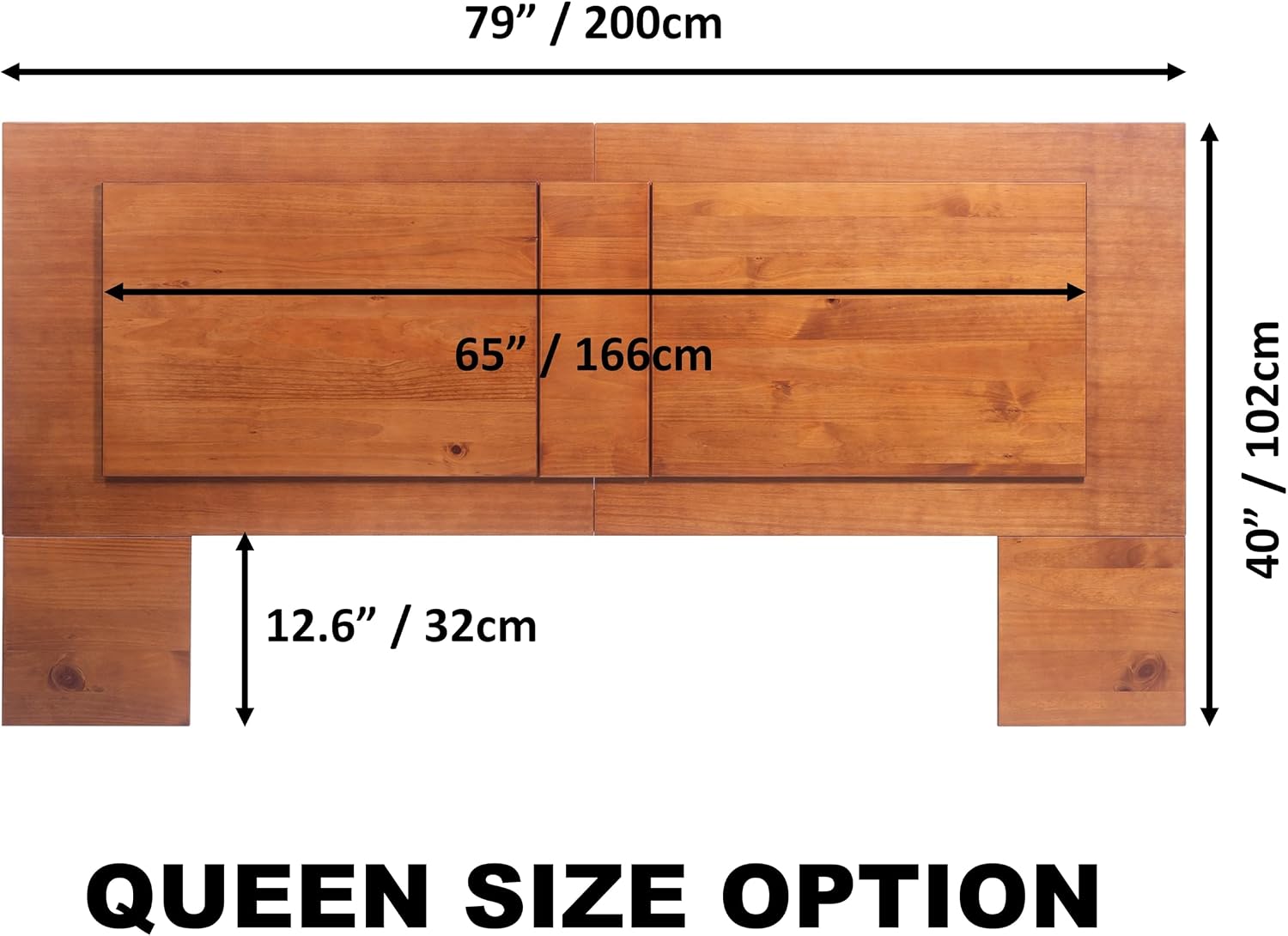 memomad Bali Slim Set: Storage Platform Bed with Drawers + Flat Panel Headboard (Queen Size, Caramel Brown Wood)