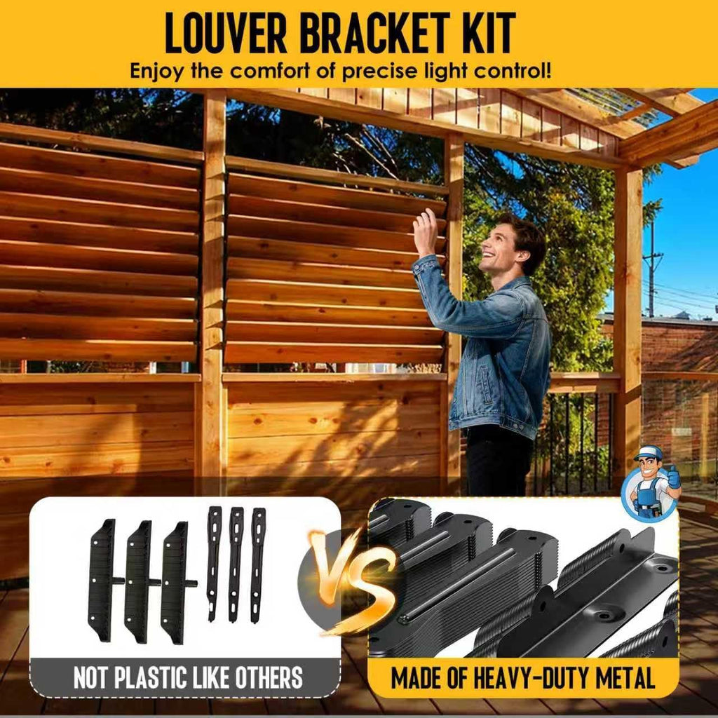 Louver Bracket Kit - Deck Sunblind System Brackets,Louver Hardware Kit,Holds up to 11 Boards(48'), for DIY Fence, Window Shutters, Garden, Patio, Indoor & Outdoor Use (4 Set Louver Kit)