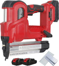 Electric Brad Nailer, Automatic Staple, Impact Drive Handheld Cordless Nailer, with Auxiliary Lighting, for Carpenters, Repairers, Nailing Depth Adjustable, Max 100 Times/Minut,Red