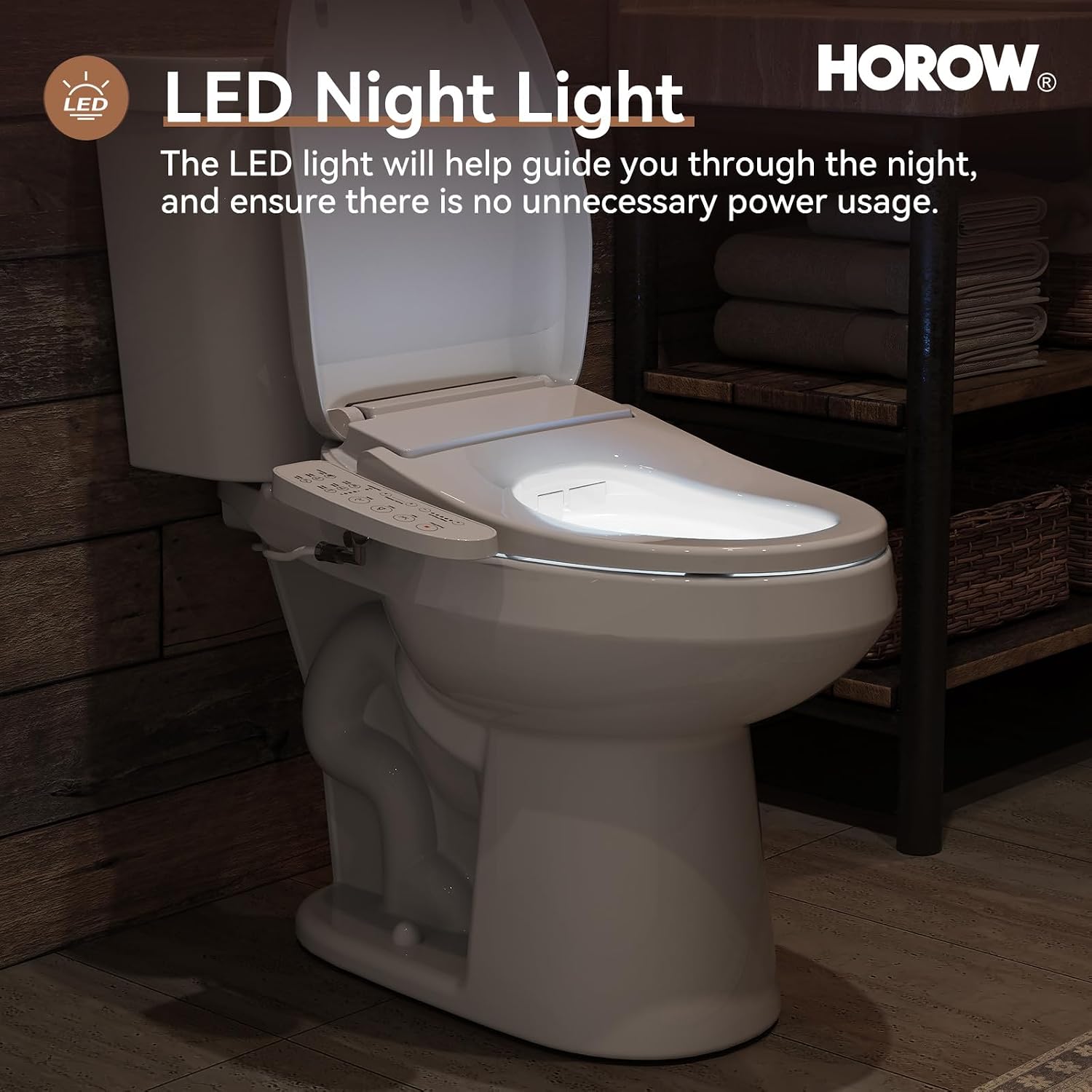HOROW Two-Piece Elongated Tall Toilet with Smart Seat, 17 Inch ADA Height Toilet with Heated Seat, Powerful 1.1/1.6 GPF Dual Flush toilet, MAP 1000g, 12' Rough In High Bowl for Seniors, White