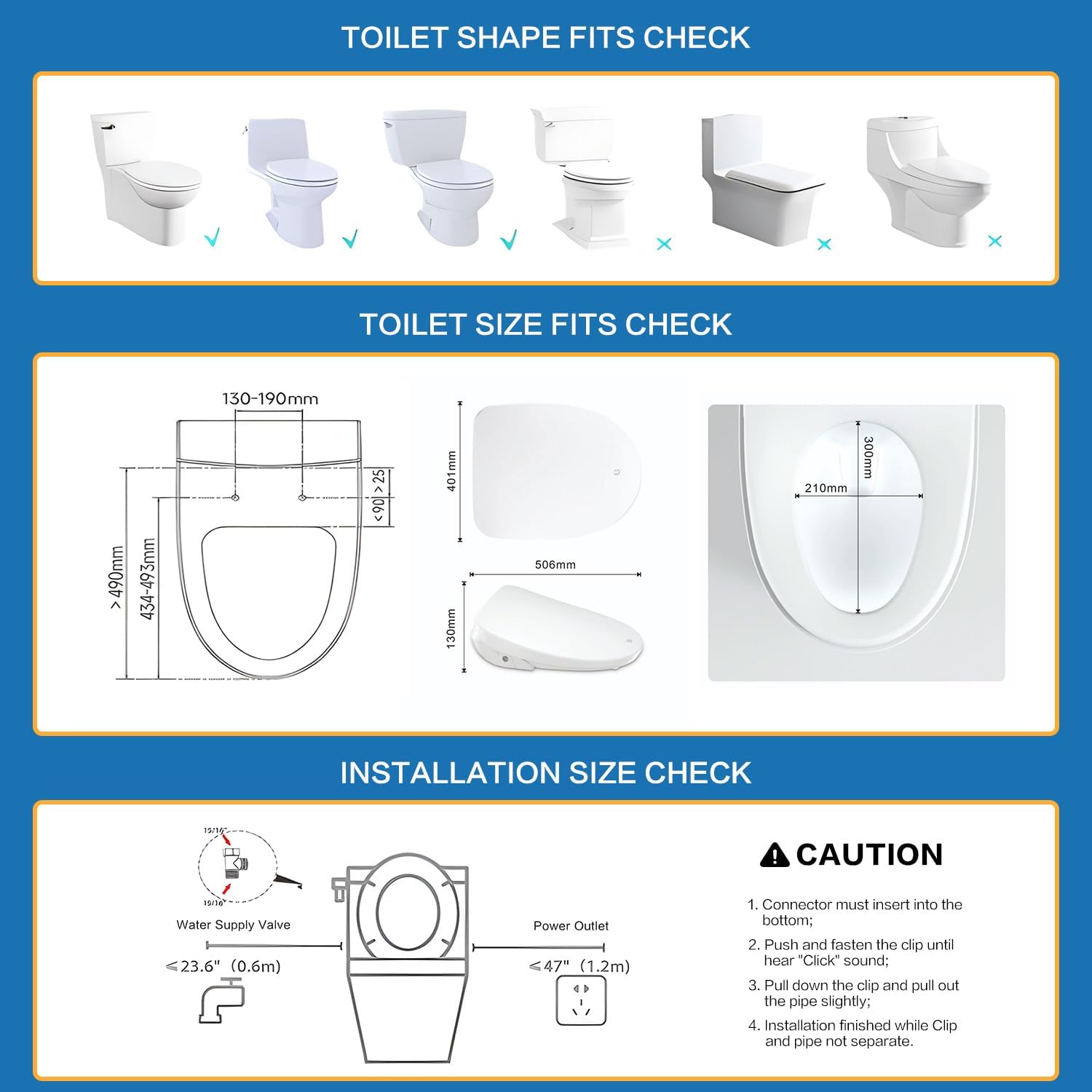 FN3 Smart Toilet Seat, Elongated Toilet Seat Slow Close, Electric Heated Bidet with Pre-Wet, Bidet Attachment for Toilet Warm Water, Air Dryer, Remote Control