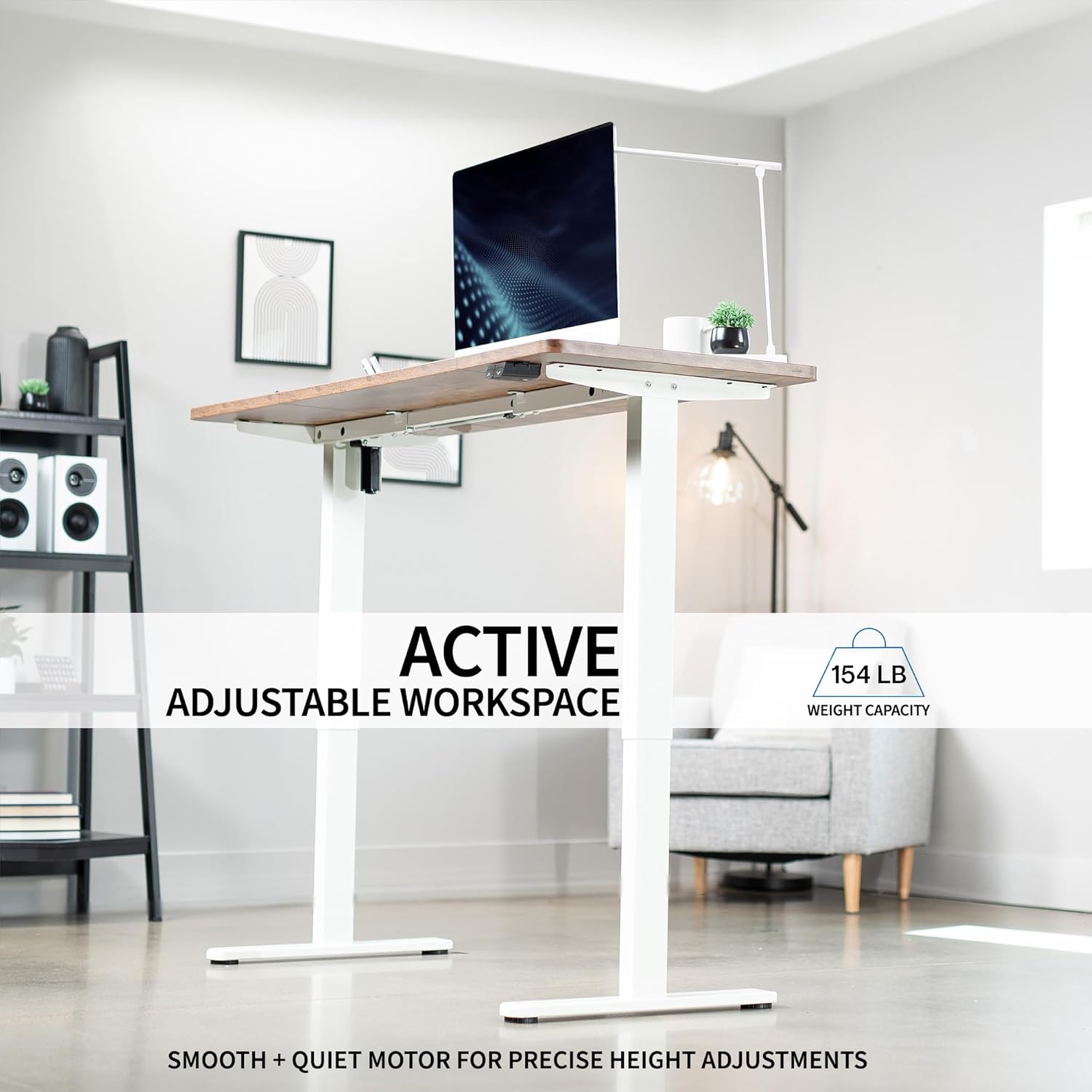 VIVO Electric 60 x 24 inch Stand Up Desk, Height Adjustable, White Top White Frame, Home and Office Furniture Sets, DESK-KIT-W06W