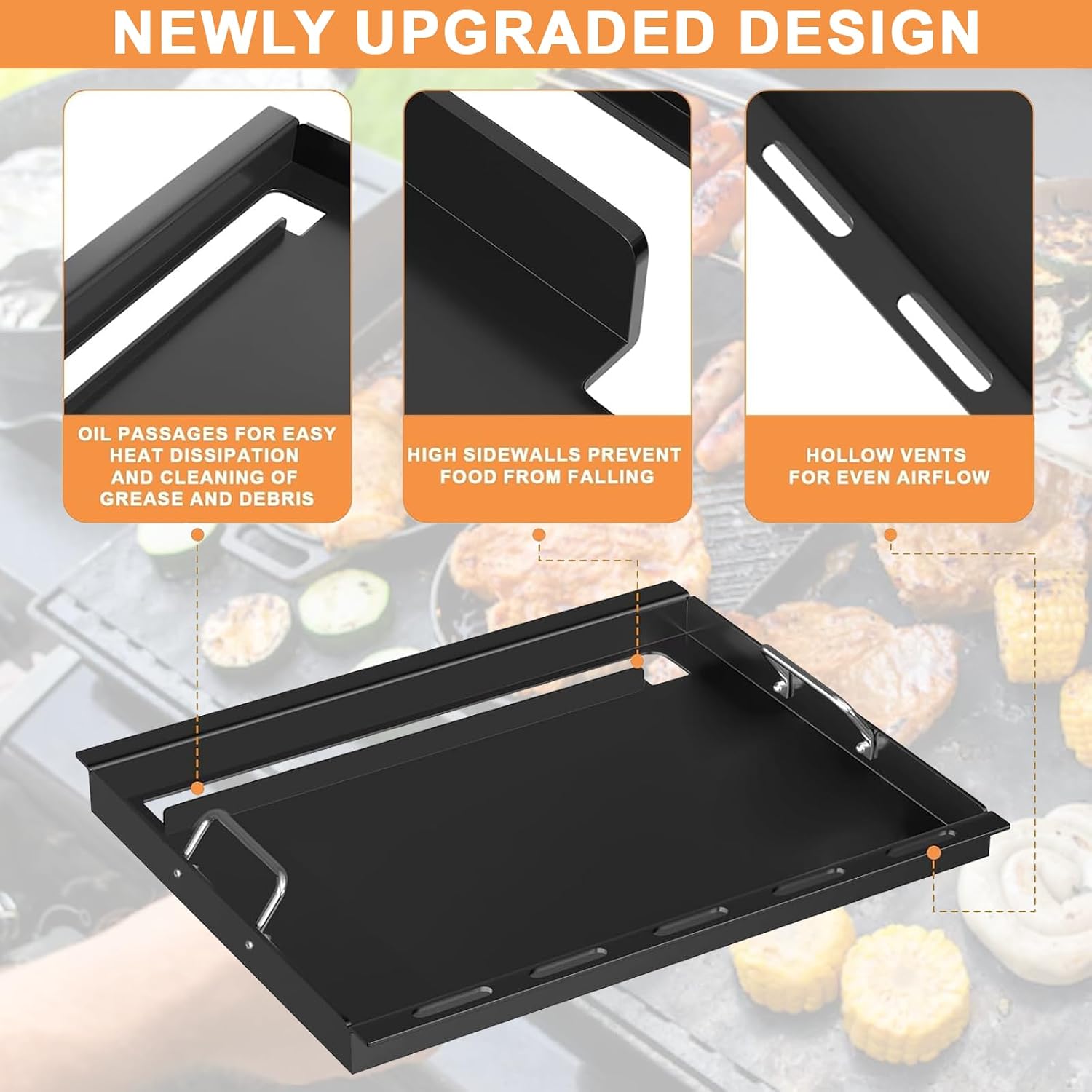 6789 Full Size Griddle for Weber GS4 Genesis II 400 & Genesis II LX 400 SER GBS Genesis II E-410 Grill Flat Top Insert, Kitchen-aid 720-0856V 740-0781, for Weber 66089 66097 Accessories, Carbon Steel