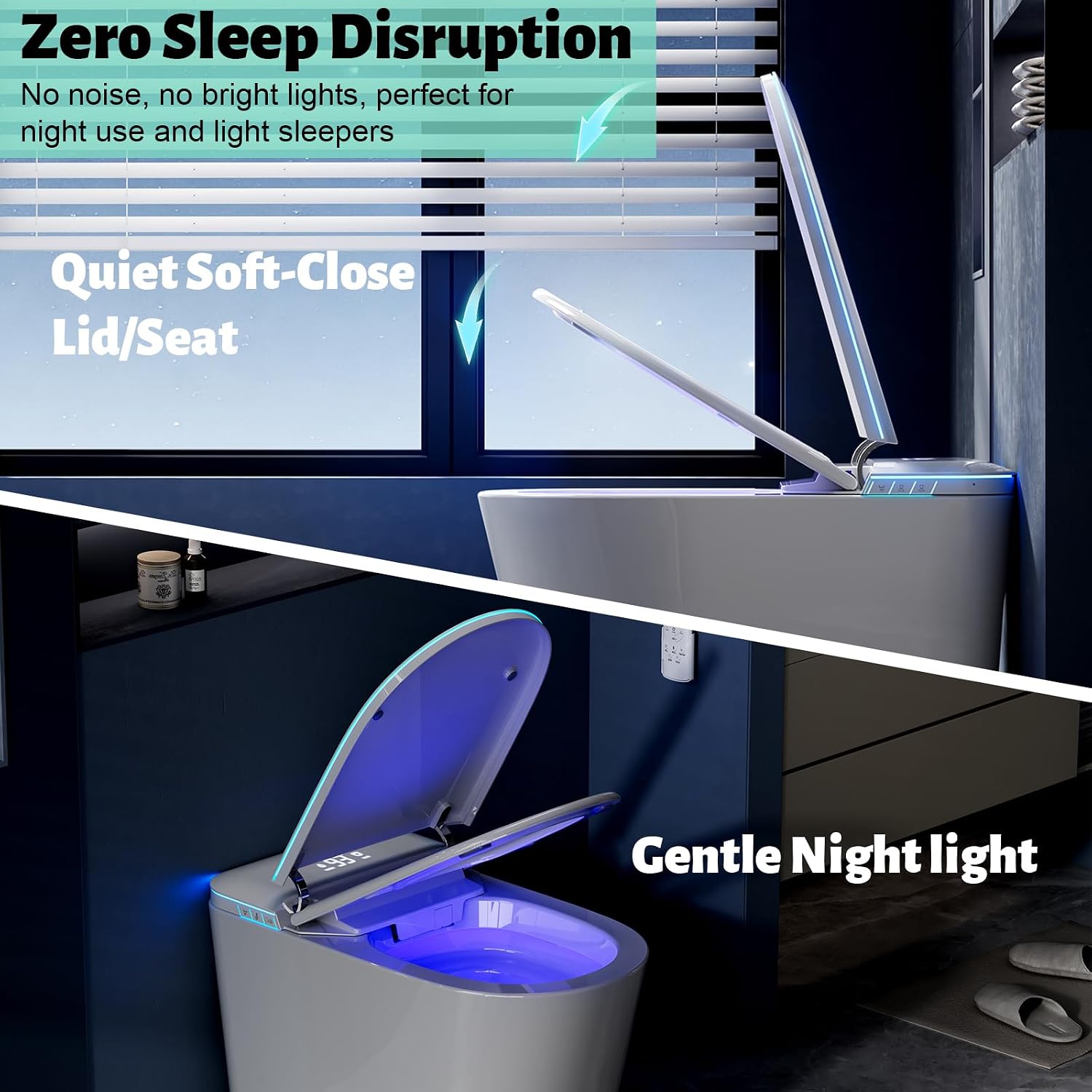 Smart Toilet with Bidet Built in, Bidet Toilet with Heated Seat and Night Light, Modern Tankless Toilet with UV for Bathroom, One Piece Toilets with Soft Close, Dryer, Foot Sensor, Auto Lid&Seat