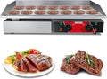Commercial Griddle, Electric Griddle, Cast Iron Griddle, Stainless Steel Frame, 122℉-572℉ Adjustable Temperature Control, Removable Oil Storage Box, Restaurant Teppanyaki Grill,4400w