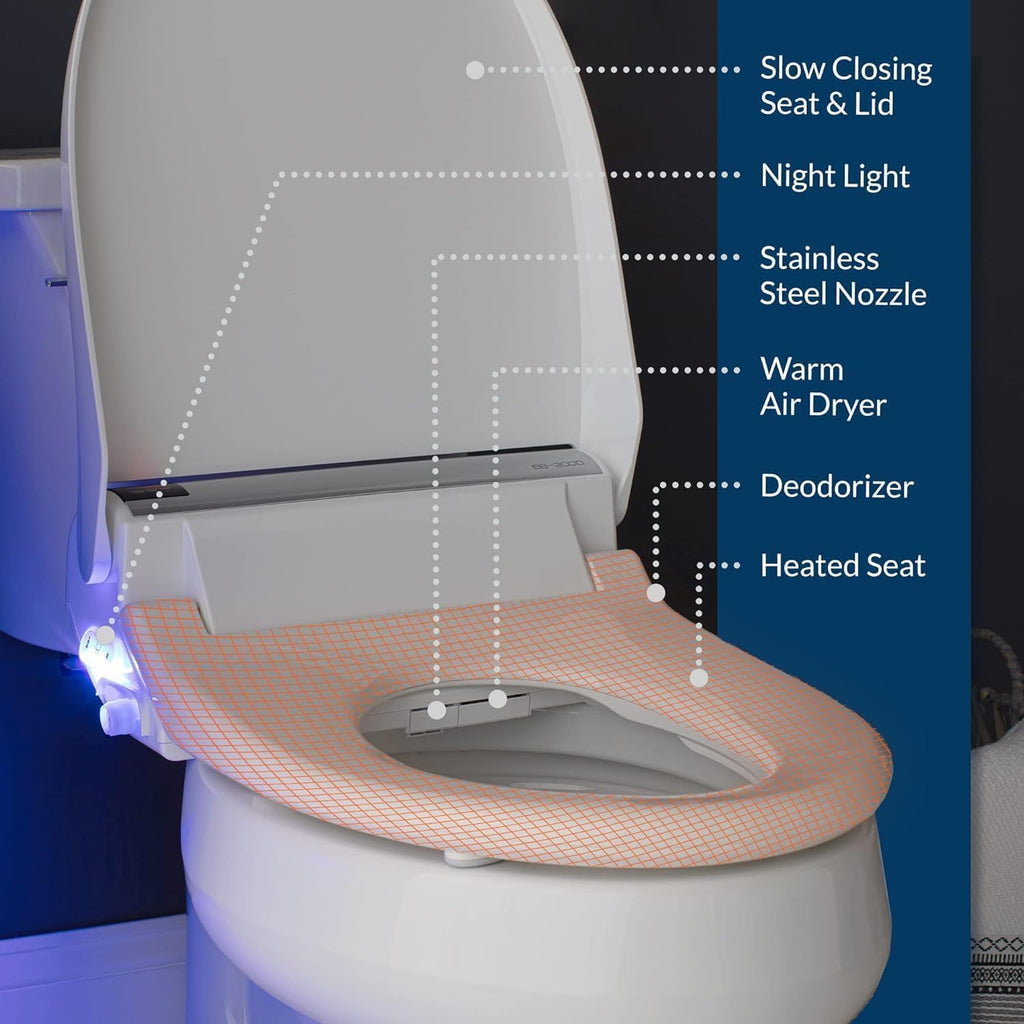 X7 Smart Heated Bidet Toilet Seat with Remote Control, Front&Rear Cleansing with Hot-Cold SPA,Pre-Wetting,Deodorizing,Instant Heating,Seat Heating,Nozzle Self-Cleaning and Energy Saving