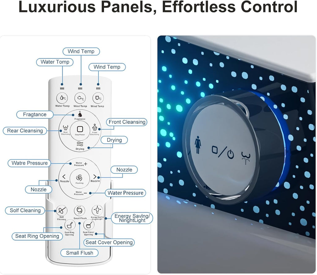 Smart Toilet with Bidet Built in, One Piece Toilet with Auto Soft Open&Close Lid&Seat, Foot Sensor, Auto Flush, Heated Seat, Warm Water&Dry, Night Light, Elongated Tankless Design Toilet for Bathroom