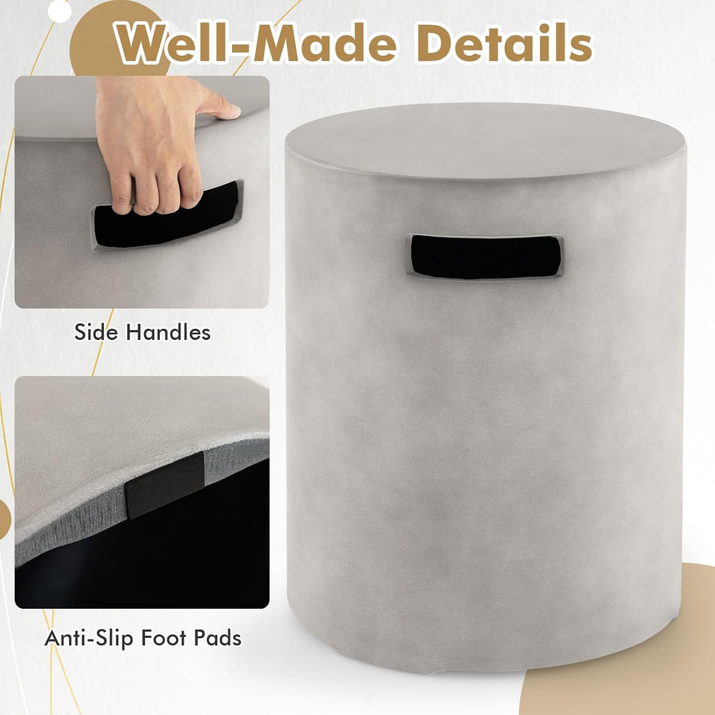 Giantex Propane Tank Cover Table - Outdoor Gas Tank Storage Side Table Fits 20 LBS Propane Gas Tank for Gas Fire Pit Gas Grill Griddle Propane Stoves, Tank Holder with Handles, Hideaway Table, Gray