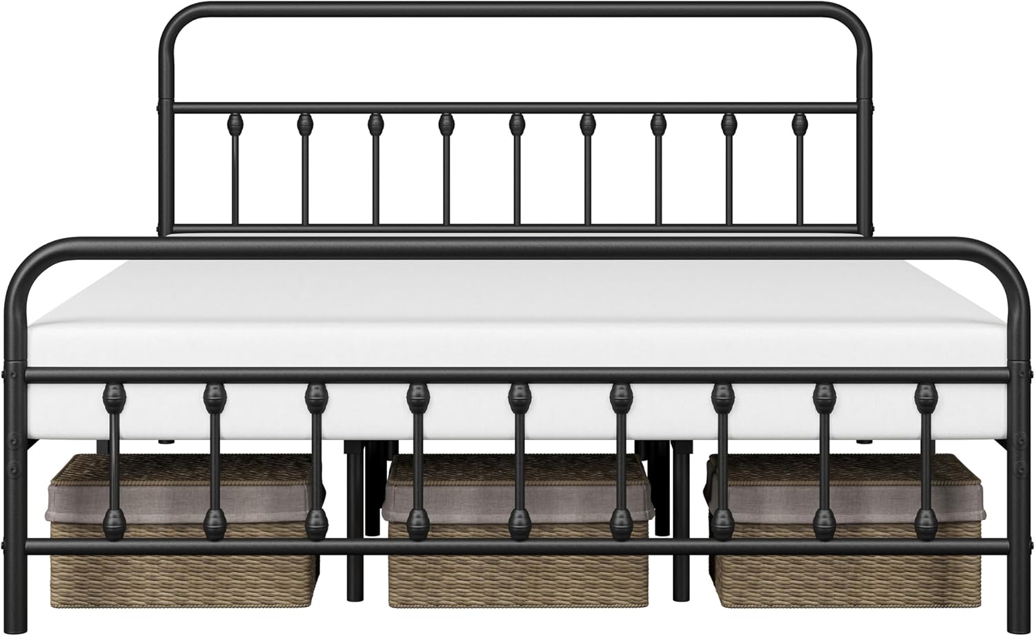 Yaheetech Victorian Vintage King Metal Platform Bed Frame, Classic Iron Art Headboard & Footboard, Stable & Noiseless, 12.6 Inch Under Bed Storage, No Box Spring Needed, Easy Assembly, Black
