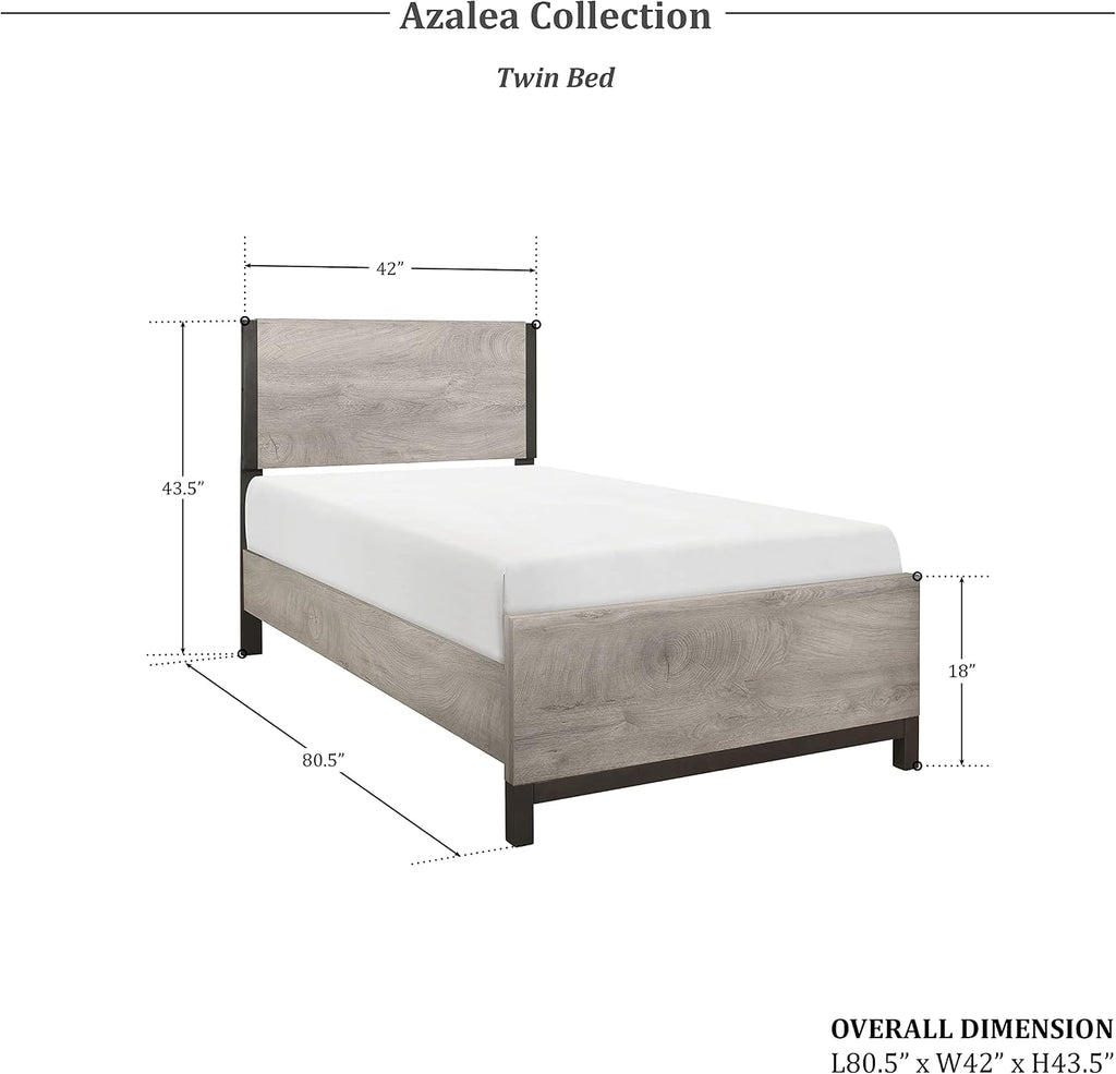 Lexicon Azalea 3-Piece Bedroom Set, Twin, Light Gray/Gunmetal