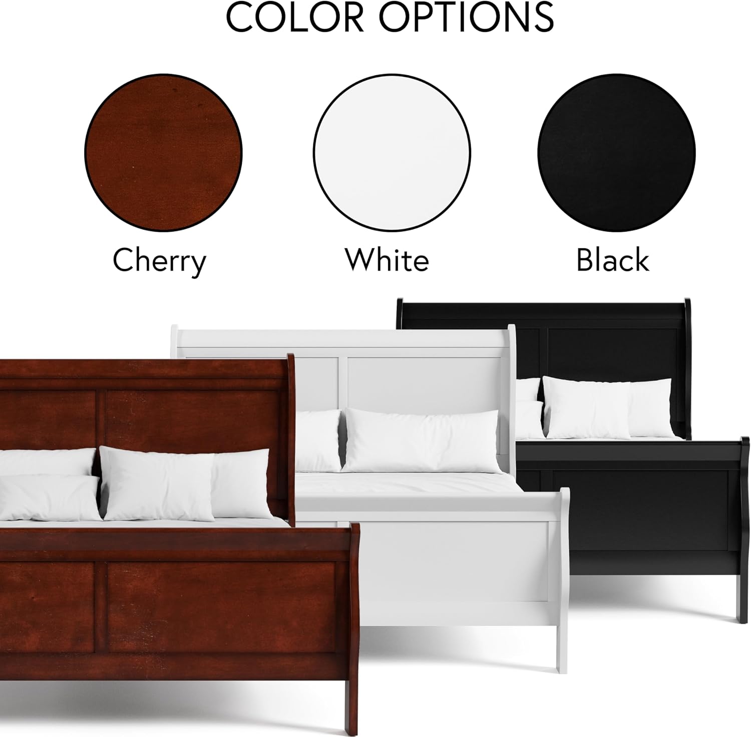 Furniture of America Arabella Traditional Wood King Bed Frame with Headboard and Footboard, Elegant Sleigh Design Bedframe for Bedroom, Guest Room, Easy Assembly, Box Spring Required, White