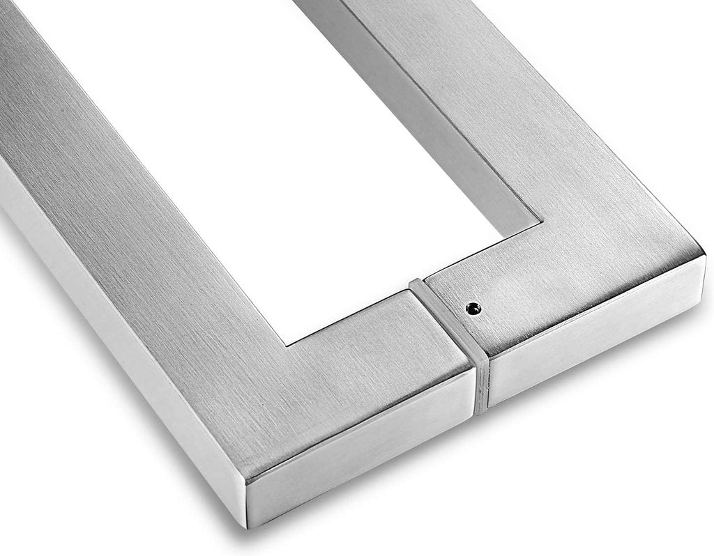 Ranbo Squared-Shaped/Rectangle 71' Large Push Pull Door Handle, Back to Back,1762mm (69 3/8 inch), 1.2 mm 304 Stainless Steel, for Barn Front Wood Shower Commercial Entrance Door,Brushed Nickel