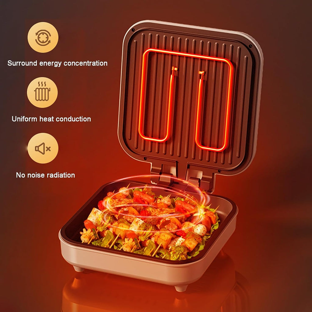 Double-Sided Electric Skillet with Lid, Household Multi-Electric Baking Pan, 180° Folding Electric Grill Pan, for BBQ, Fried Rice, Pizza