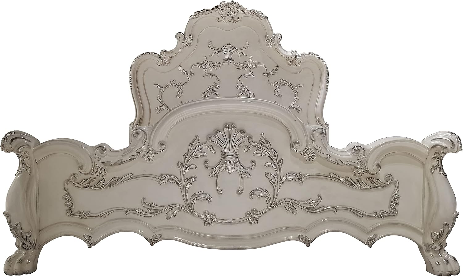 Acme Dresden Wooden Eastern King Bed with Arched Headboard in Bone White