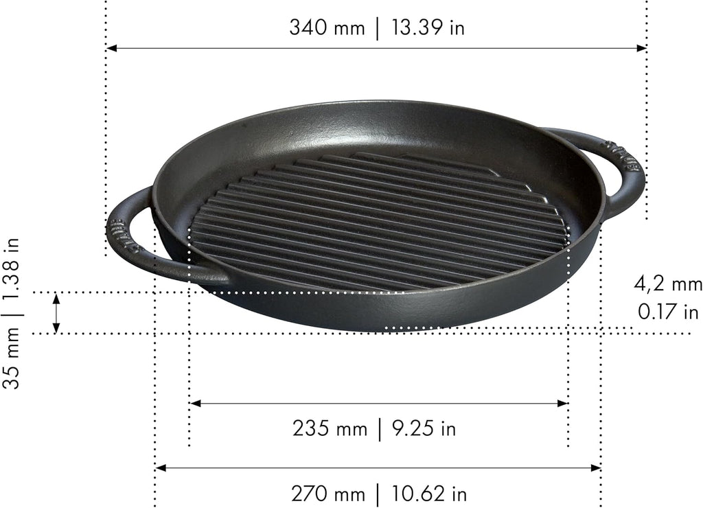 STAUB Cast Iron 10-inch Pure Grill - Black Matte