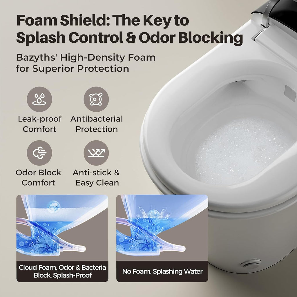 Smart Compact Toilet for Small Bathroom, 23' Depth Shallow Toilet with Foam Shield Auto Open/Close Lid, 12' Rough In, Built-in Tank, Heated Seat Foot Sensor Flush One-Piece (ZY695A Mini)