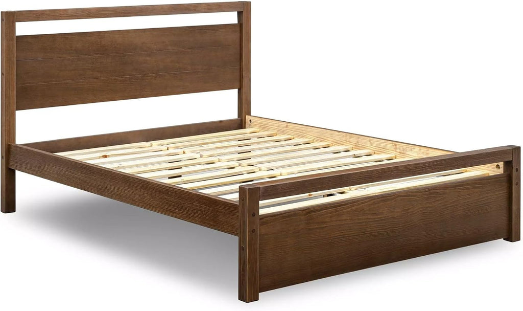 Grain Wood Furniture Loft Queen Size Solid Wood Bed, Brushed Mocha