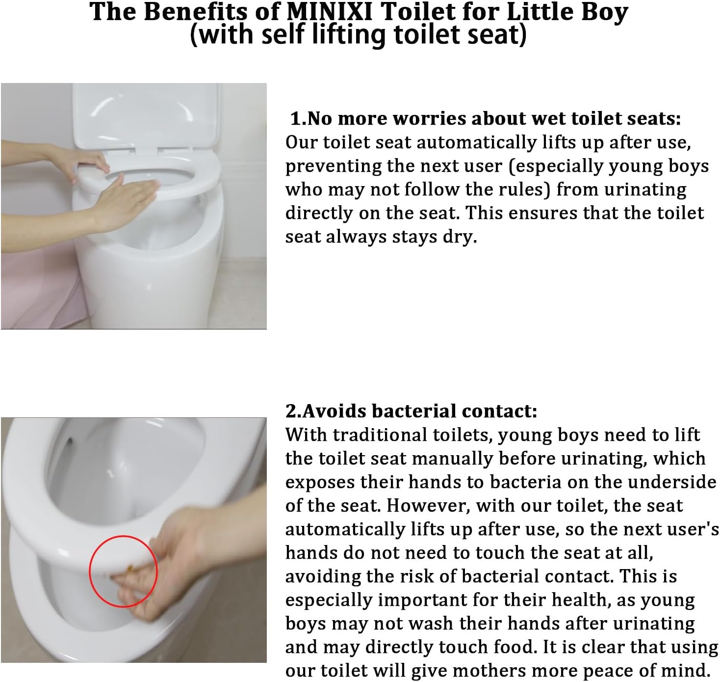 Minixi Self Lifting Toilet Seat, Non Electric, No Cleaning Required, Auto Lifting, Suitable for Oval Toilet