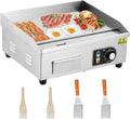 18' Commercial Electric Griddle with Plug, 1500W Stainless Steel Griddle with Adjustable Temp 122-572°F, 2 Shovels & Brushes - Half Flat Top Grill for Indoor/Outdoor Cooking (Plug Included)