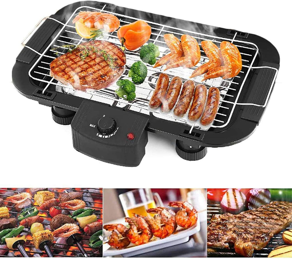 Smokeless Electric Tabletop Grill Griddle Non-Stick Teppanyaki Grill Pan Easy Clean Adjustable Temperature Indoor Portable BBQ Barbecue 2000W