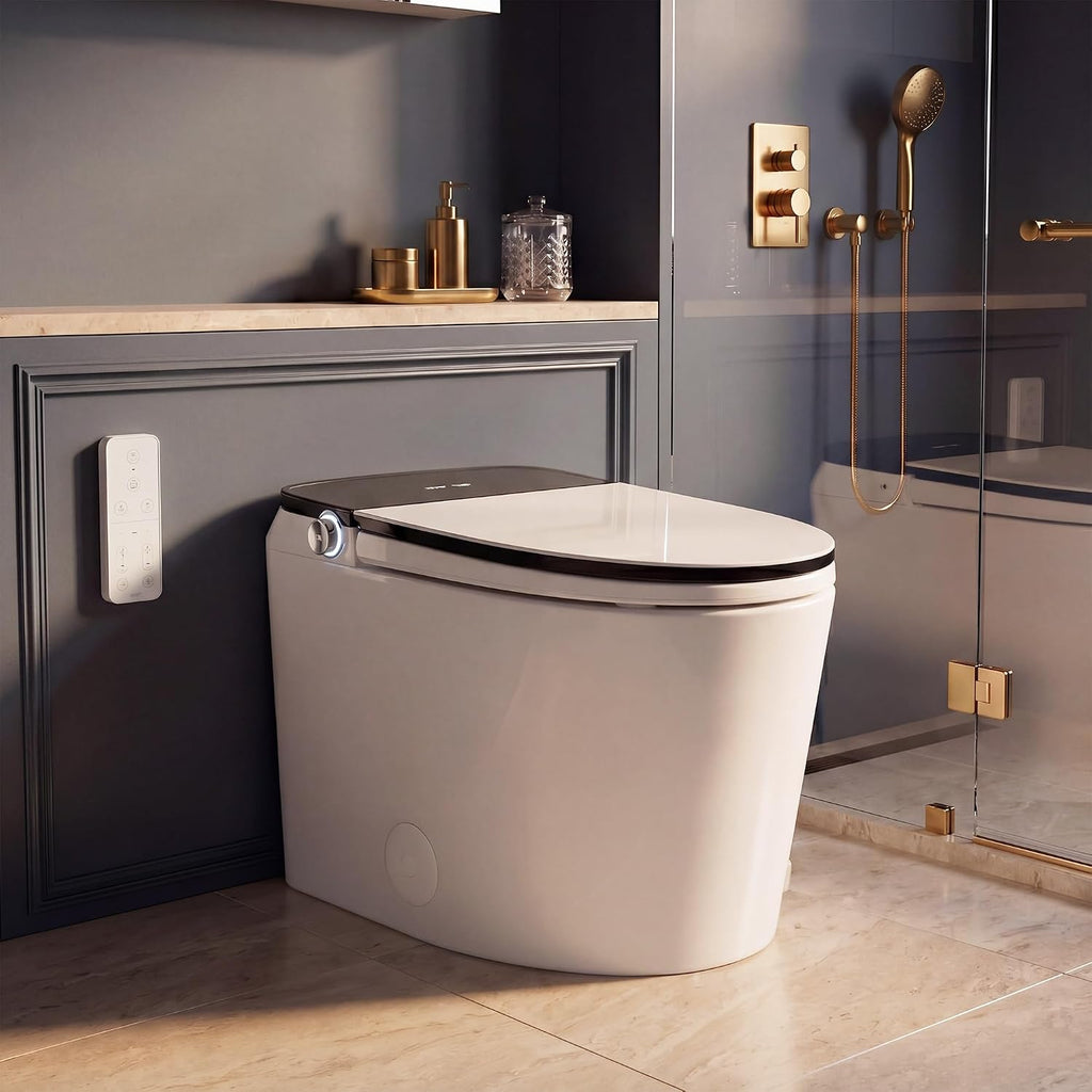 18' Tall Smart Toilet with Bidet Built in,Elongated,Tank Built in,LED Display,Auto Open Close,1000g MaP Flush,Warm Water Sprayer,Dryer,Foot Sensor,Heated Seat & Foam Dispenser