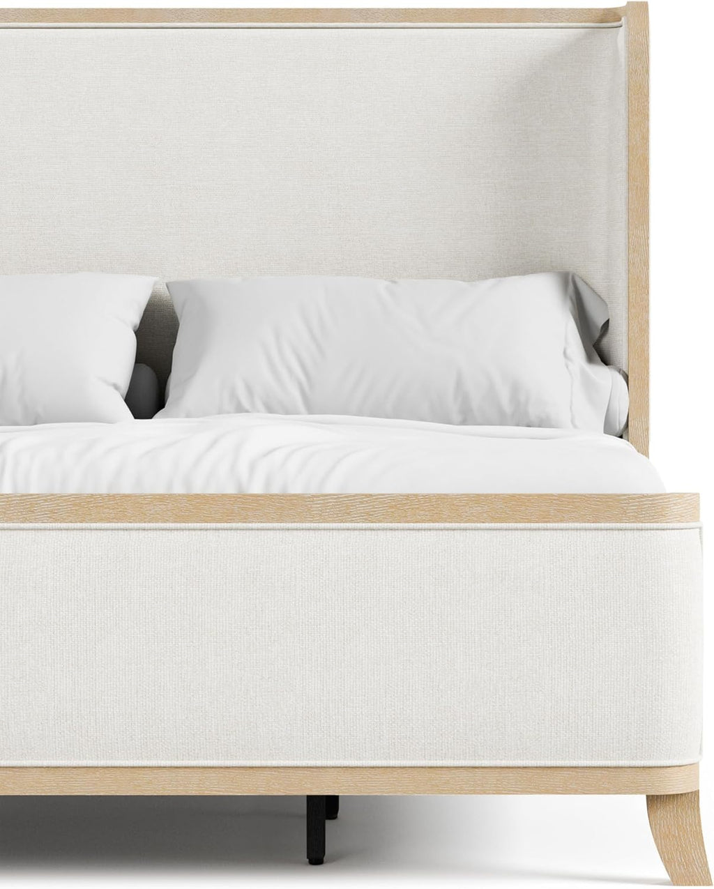 Furniture of America Saries Transitional Solid Wood 6-Piece Queen Panel Bedroom Set with USB Ports, Shelter Padded Headboard, Soft Curved Edges, Box Spring Needed, Natural Oak