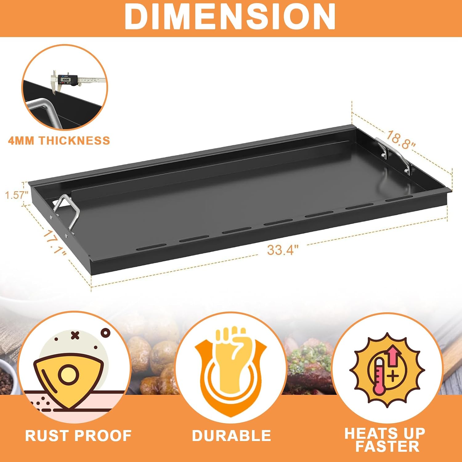 6789 Full Size Griddle for Weber GS4 Genesis II 400 & Genesis II LX 400 SER GBS Genesis II E-410 Grill Flat Top Insert, Kitchen-aid 720-0856V 740-0781, for Weber 66089 66097 Accessories, Carbon Steel