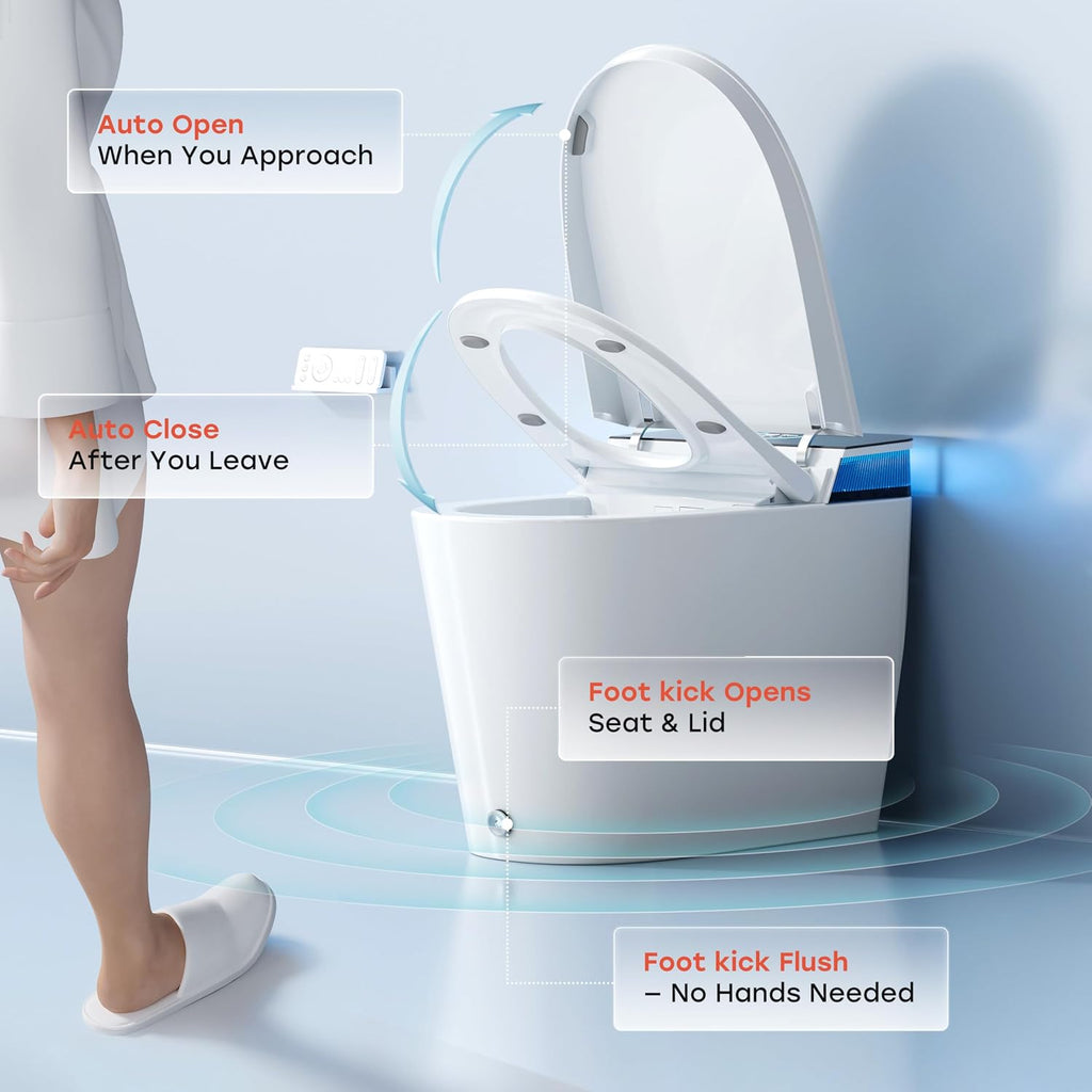 HOROW Artistic Bidet Toilet, Smart Toilet with ADA Chair Height, MAP 1000g Powerful Flush, Auto Open/Close Lid, Instant Warm Water, Elongated Heated Seat, Deodorization