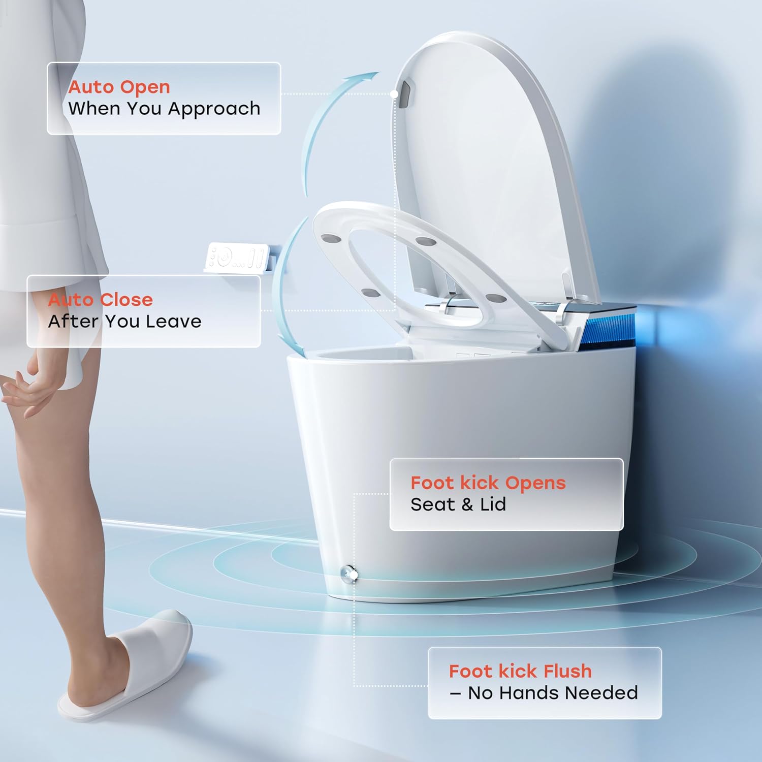HOROW Artistic Bidet Toilet, Smart Toilet with ADA Chair Height, MAP 1000g Powerful Flush, Auto Open/Close Lid, Instant Warm Water, Elongated Heated Seat, Deodorization