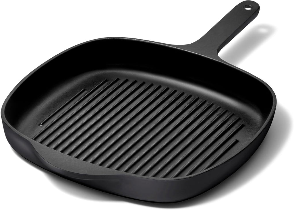 Caraway Enameled Cast Iron Grill Pan - 10.5' Grill Pan for Stovetop Cooking - 3 Layer Enamel Coating - No Seasoning Required - Compatible With All Stovetops - Free From Forever Chemicals - Charcoal