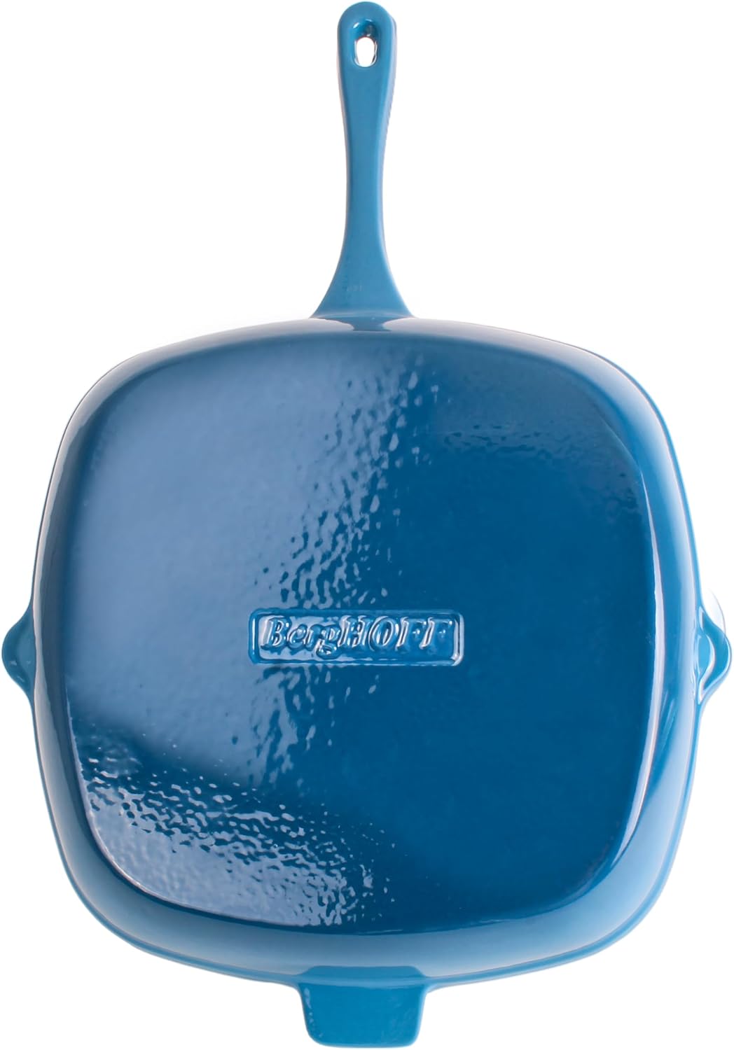 BergHOFF 3Pc Neo Enameled Cast Iron Cookware Set, 3qt. Dutch Oven, Matching Lid, Square Grill Pan 11 Inches, Oven Safe Up To 400°F, Blue