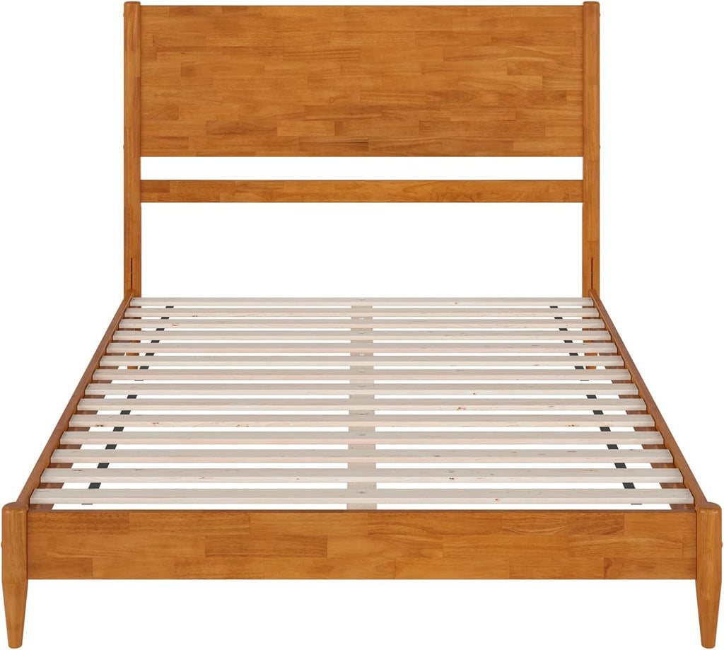 AFI, Pasadena Queen Solid Wood Low Profile Platform Bed, Light Toffee